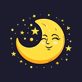 可爱月亮卡通绘画儿童插画