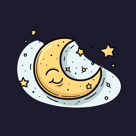 可爱月亮卡通绘画儿童插画