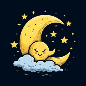 可爱月亮卡通绘画儿童插画