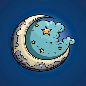 可爱月亮卡通绘画儿童插画