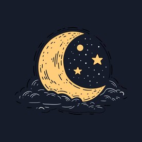 可爱月亮卡通绘画儿童插画