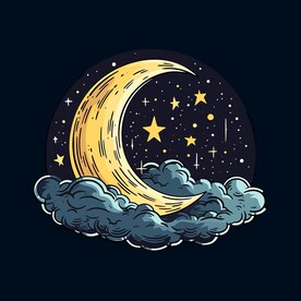 可爱月亮卡通绘画儿童插画