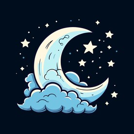 可爱月亮卡通绘画儿童插画