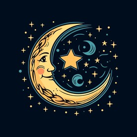 可爱月亮卡通绘画儿童插画