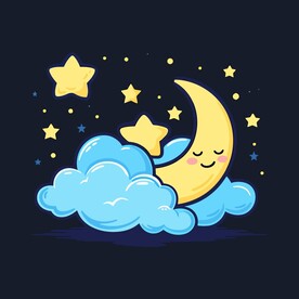 可爱月亮卡通绘画儿童插画