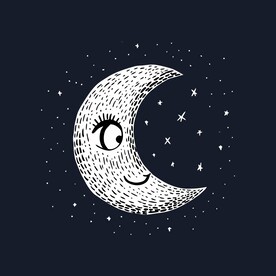 可爱月亮卡通绘画儿童插画