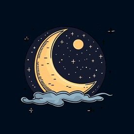 可爱月亮卡通绘画儿童插画