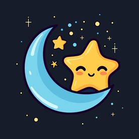 可爱月亮卡通绘画儿童插画