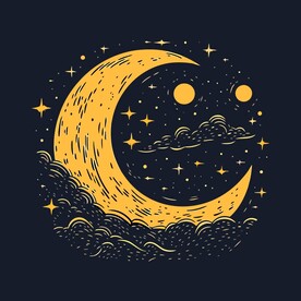 可爱月亮卡通绘画儿童插画