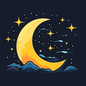 可爱月亮卡通绘画儿童插画