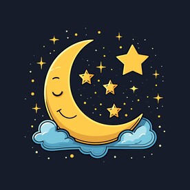 可爱月亮卡通绘画儿童插画