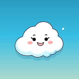 可爱白云卡通绘画儿童插画