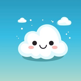 可爱白云卡通绘画儿童插画