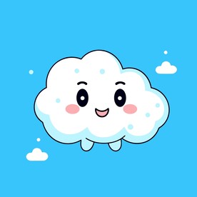 可爱白云卡通绘画儿童插画