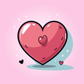 可爱红心爱情卡通绘画儿童插画