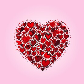 可爱红心爱情卡通绘画儿童插画