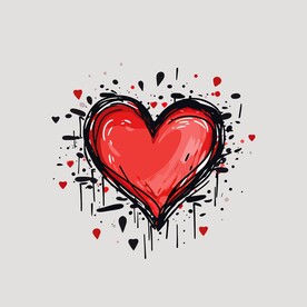 可爱红心爱情卡通绘画儿童插画