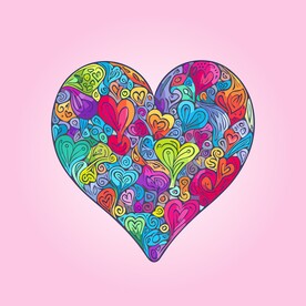 可爱红心爱情卡通绘画儿童插画