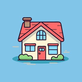 卡通阳光小房子矢量简笔画