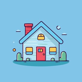 卡通阳光小房子矢量简笔画