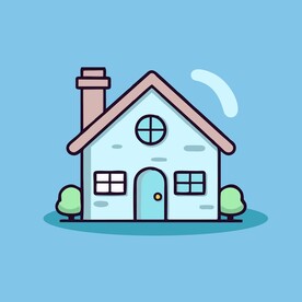 卡通阳光小房子矢量简笔画