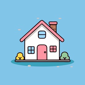 卡通阳光小房子矢量简笔画