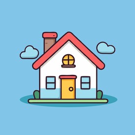 卡通阳光小房子矢量简笔画