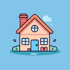 卡通阳光小房子矢量简笔画