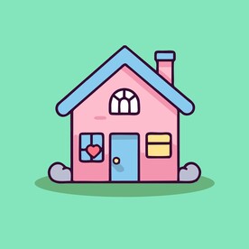 卡通阳光小房子矢量简笔画