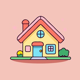 卡通阳光小房子矢量简笔画