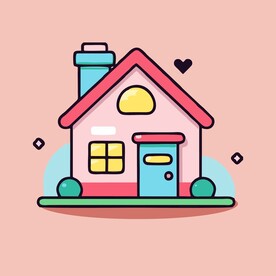 卡通阳光小房子矢量简笔画