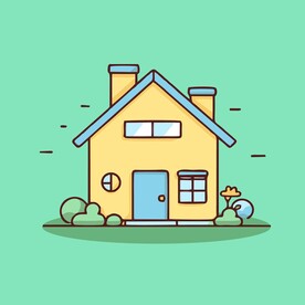 卡通阳光小房子矢量简笔画