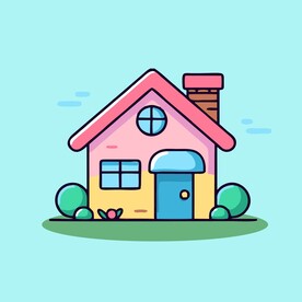 卡通阳光小房子矢量简笔画