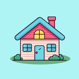 卡通阳光小房子矢量简笔画