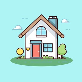 卡通阳光小房子矢量简笔画