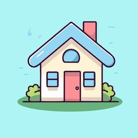 卡通阳光小房子矢量简笔画