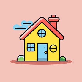 卡通阳光小房子矢量简笔画