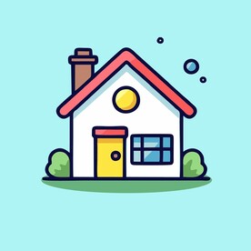 卡通阳光小房子矢量简笔画