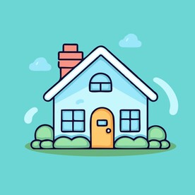 卡通阳光小房子矢量简笔画