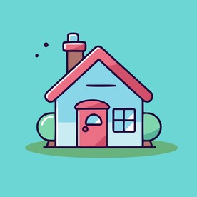 卡通阳光小房子矢量简笔画