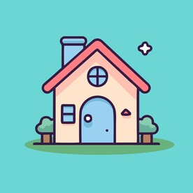 卡通阳光小房子矢量简笔画