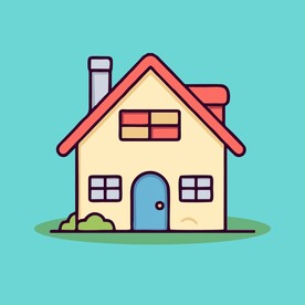 卡通阳光小房子矢量简笔画