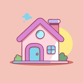 卡通阳光小房子矢量简笔画