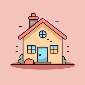 卡通阳光小房子矢量简笔画