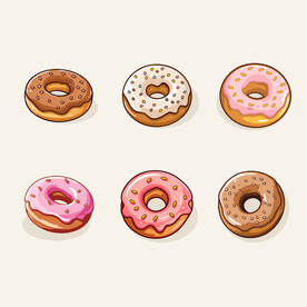 美味甜甜圈奶油矢量简笔画