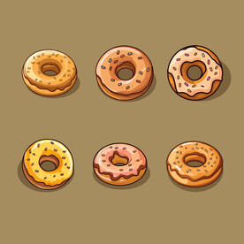 美味甜甜圈奶油矢量简笔画