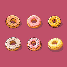 美味甜甜圈奶油矢量简笔画