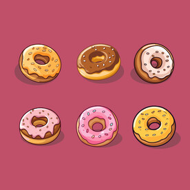 美味甜甜圈奶油矢量简笔画