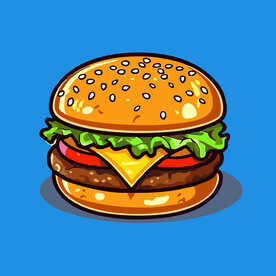 西式快餐美味汉堡矢量简笔画