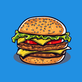西式快餐美味汉堡矢量简笔画